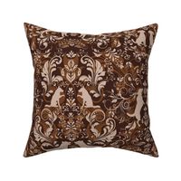 dog damask earth tone