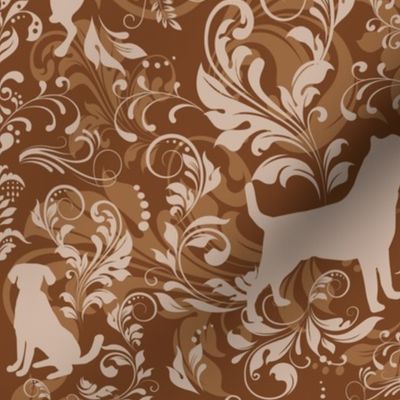 dog damask earth tone_2