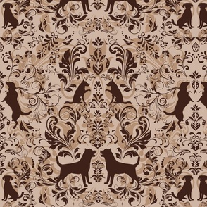 dog damask earth tone_ dark on pale