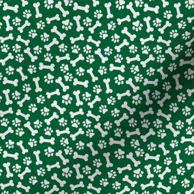 Dog Bone and Paw Pattern (SMALL), Dog Fabric, St Paddy Green, St Patricks Day Shamrock Clover 