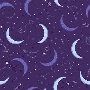 moon and stars blue