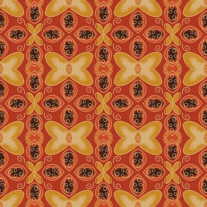 Groovy Funky Abstract floral on orange background