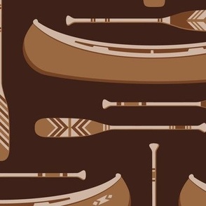 Canoes and Paddles | Earth Tone Browns | Coastal and Lake | Large Scale 