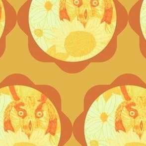 owl sunflower flower pattern