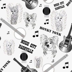 Nashville Music City Chinese Crested - abt 2 1/2"