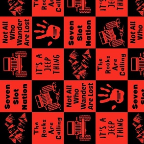 4" Jeep Quilt Red, Vertical