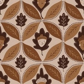 Medium - acorn friends and leaves - earth tone throw pillows - fall home decor - brown vintage (medium)