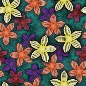 Analagous Flowers on Floral Stripe Delight