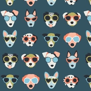 Puppy Dogs in Sunglasses Bright- 1 1/2 inches