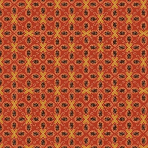 Groovy Abstract Botanical on red background-large scale