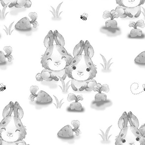 Gray Woodland Animals Bunny Rabbit Baby Nursery 