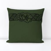 Forest green acanthus flower band on leather