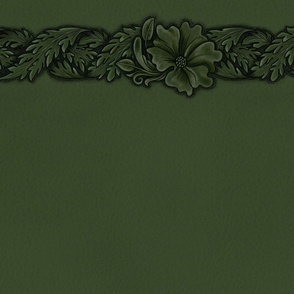 Forest green acanthus flower band on leather