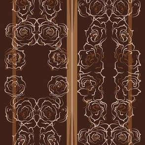 8x12-inch Repeat of Caramelized Roses on Dark Chocolate Background