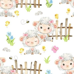 Farm Animals Sheep Baby Girl Nursery 