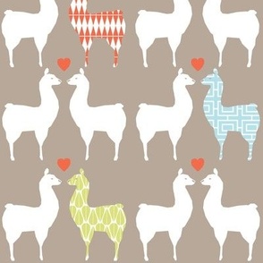 Llama Love - Midcentury Llamas on Gray