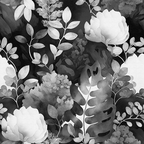 large black and white flowers