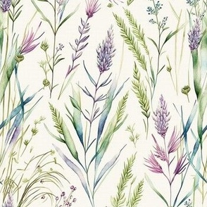 watercolor floral grasses, smaller