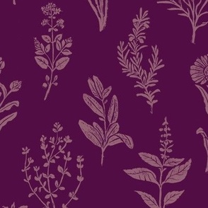 Block print herbs on pinks medium 