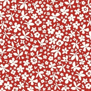 Tiny Blooms, Natural* on Poppy Red* (Small)