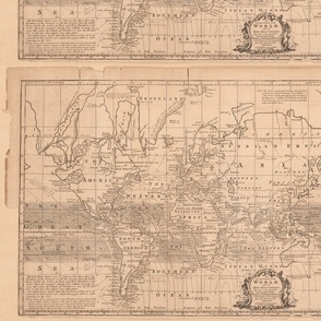 1758 map of the world, scaled to fit a FQ  (21"x14.4")