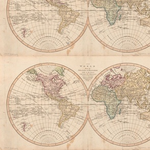 1807 map of the world, sized to fit a FQ (21"x11.3")