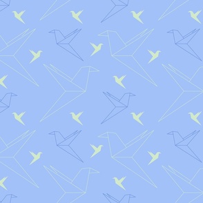 Origami blue birds