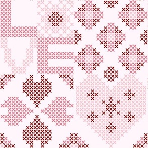 Love Cross Stich in pink shades