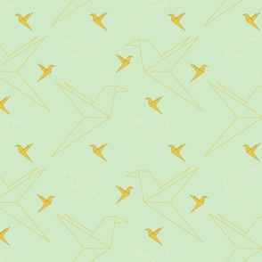 Origami green birds