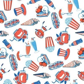july 4th bbq fabric - retro cute red white and blue fabric