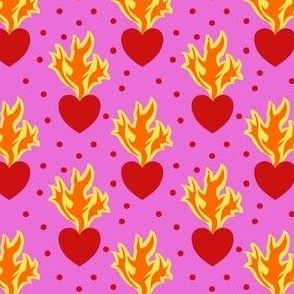 Voysey Inspired Flaming Hearts on Hot Pink