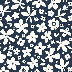 Tiny Blooms, Natural* on Navy* (Large)