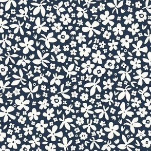 Tiny Blooms, Natural* on Navy* (Small)