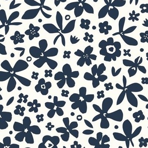 Tiny Blooms, Navy* on Natural* (Large)