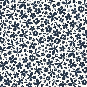 Tiny Blooms, Navy* on Natural* (Small)