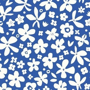 Tiny Blooms, Natural* on Cobalt* (Large)