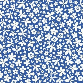 Tiny Blooms, Natural* on Cobalt* (Small)