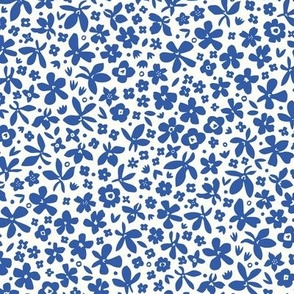 Tiny Blooms, Cobalt* on Natural* (Small)