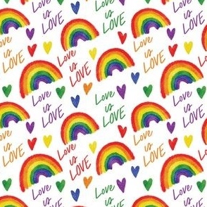 Pride rainbow love is love - white diagonal scale M