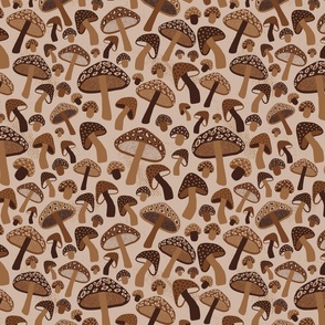 Mushrooms, Earth Tone, Brown, Woodland, Large Scale