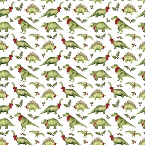Christmas Dinosaurs on White 6 inch