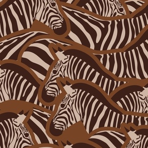 Large jumbo scale // Exotic zebra stripes // animal print in earth tones sand dark oak and saddle browns