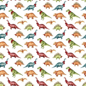 Colorful Winter Dinos on White 6 inch