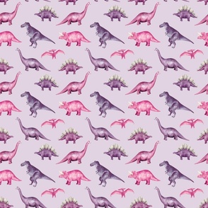 Pink and Purple Watercolor Dinosaurs 6 inch