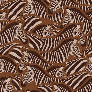 Exotic zebra stripes // medium scale // animal print in earth tones sand dark oak and saddle browns