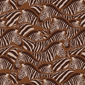 Small scale // Exotic zebra stripes // animal print in earth tones sand dark oak and saddle browns