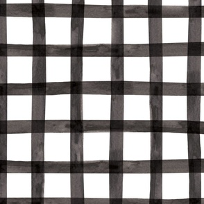 Black and White Watercolor Plaid 24 inch