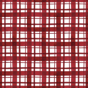 Red Watercolor Christmas Plaid 12 inch