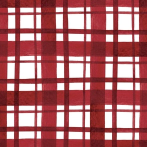 Red Watercolor Christmas Plaid 24 inch