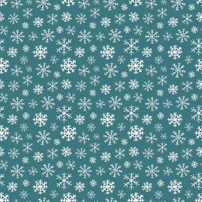 Winter Snowflakes on Teal Blue 6 inch
